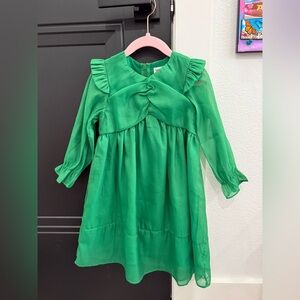 SHEIN Emerald Green Dress with Ruffled Detail